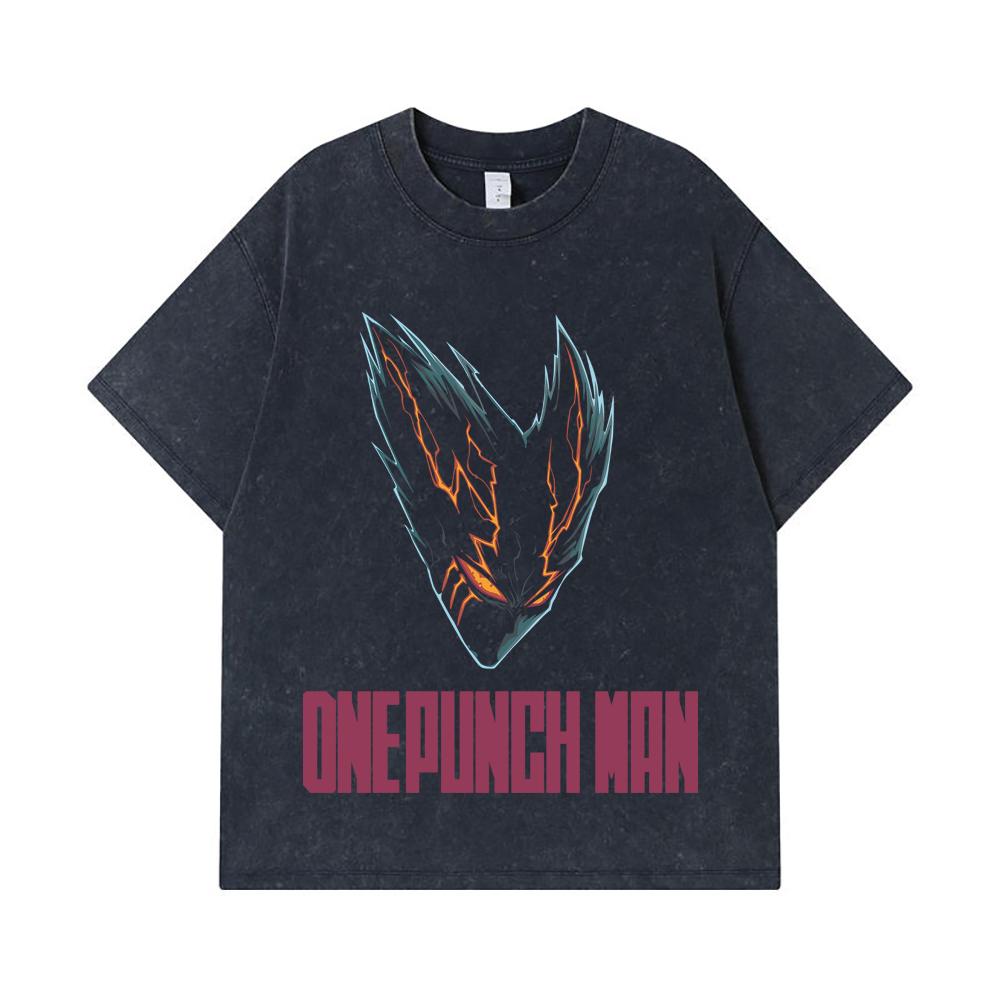 275 GSM Washed T-shirts 100% Cotton One Punch Man V8 Garou Print Unisex Heavy Cotton T Shirt