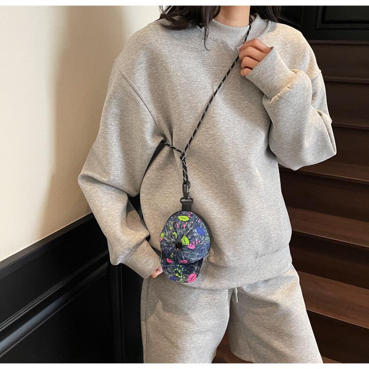 Korean Style Trendy Denim Mini Crossbody Bag with Lanyard and Coin Purse