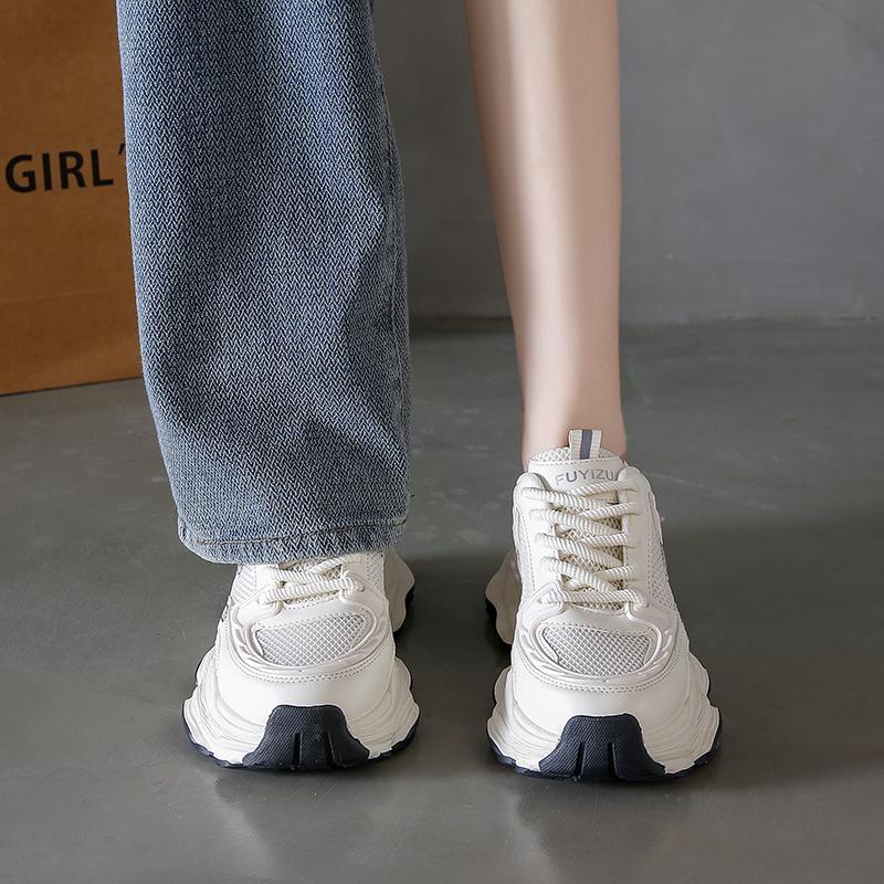 Thick Soles High Height Summer Women's Shoes with Round Toe Straps Sneakers Retro Breathable Mesh Casual Shoes Zapatillas Mujer