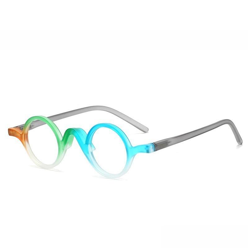 Female Designer's Gradient Color Round Reading Glasses Wavy Nose Bridge Blue Light Protection Presbyopia Glasses for Women Men
