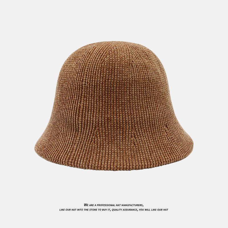 Bucket hat knitted bucket autumn and winter thermal hat children simple face small leisure basin hat