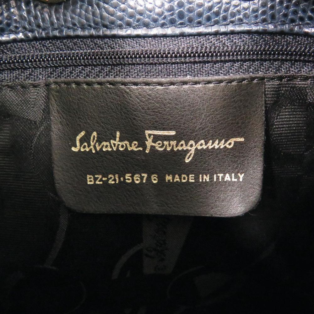 Used AUTHENTIC Salvatore Ferragamo BZ215676 Vala Backpack Daypack Embossed Leather