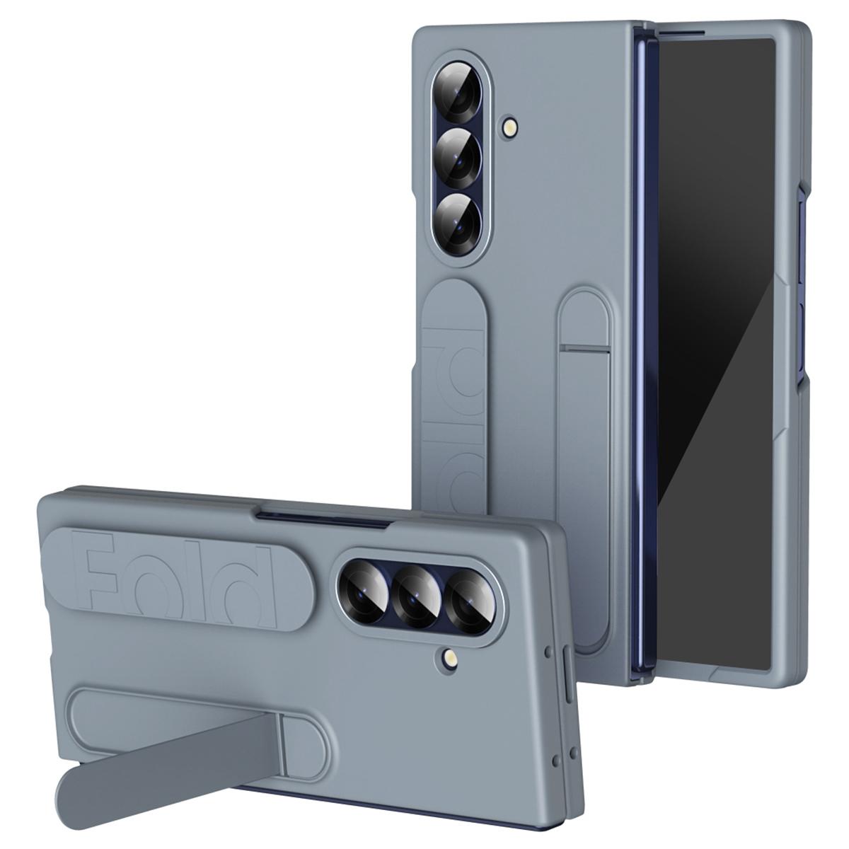 

Для Samsung Galaxy Z Fold7 5G Чехол для телефона Подставка Ремешок на запястье ПК Силиконовая Мобильная Накладка Grey