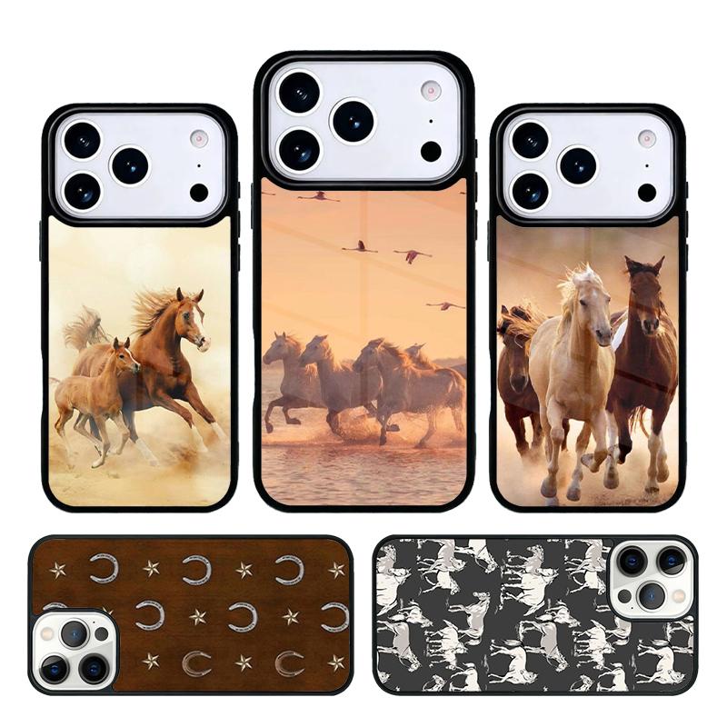 Beautiful Elegant Brown Horses soft Phone Case Cover for IPhone 11 12 13 14 15 16e 17 Pro Max Coque for IPhone 17 Air