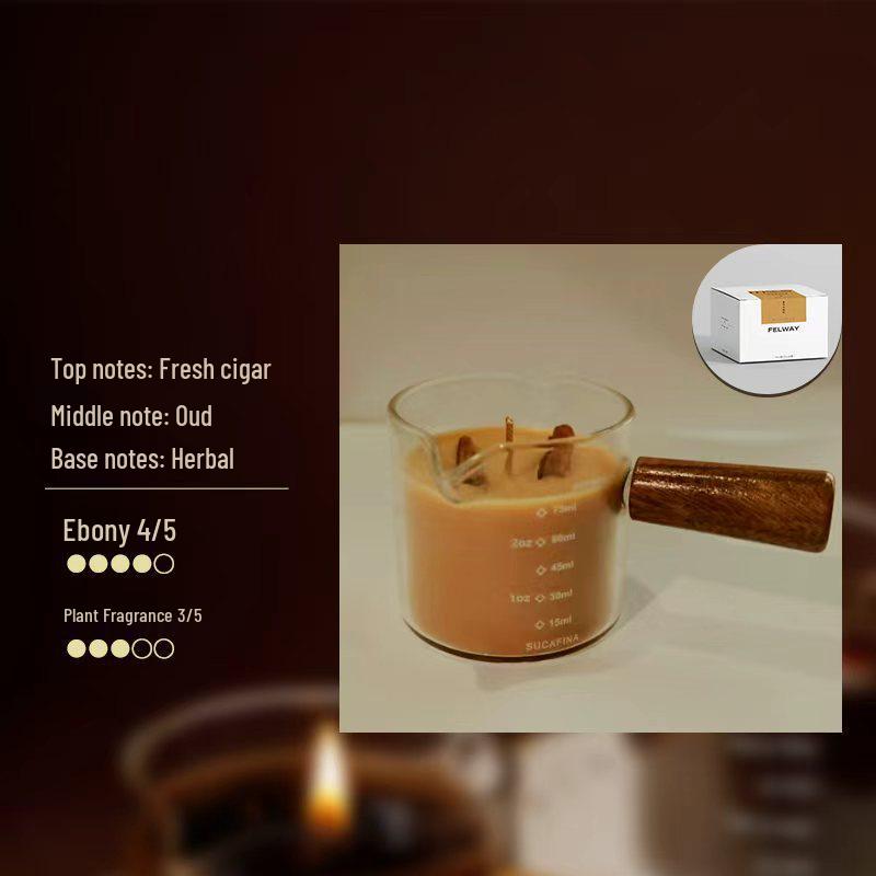 Aroma Candle Glass Cup - Heat-Resistant Coffee and Milk Jug with Wooden Handle