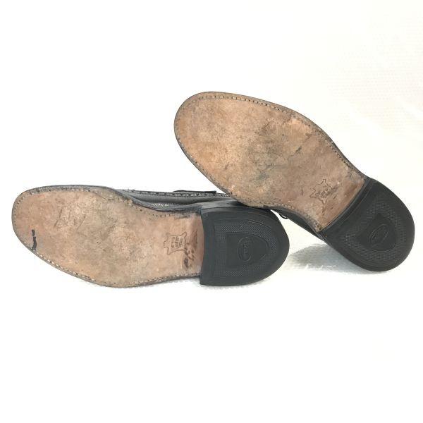 USED/60s-70s USA Bootmaster Thom McAn Pebbled Leather Long Wingtip Shoes 26.5-27cm Black