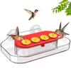 4-Station Hummingbird Feeder with Red Base and Yellow Flowers - Suction Cup Design, Plastic, No Electricity Needed, Perfect for Indoor or Outdoor Use