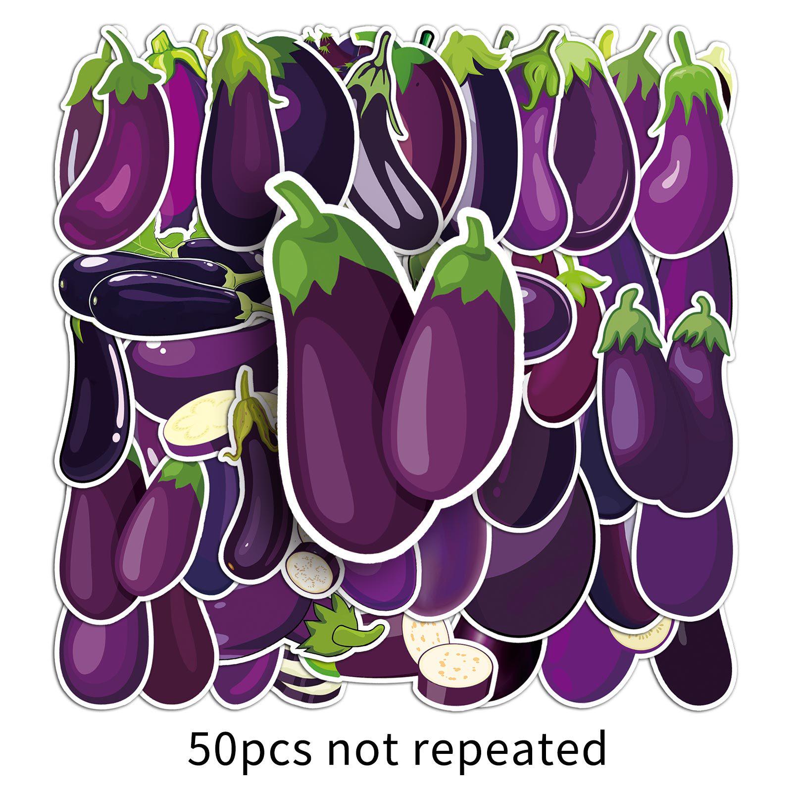

50 Eggplant Cartoon Stickers - Waterproof DIY Purple Vegetable Decor for Phone Cases & Notebooks