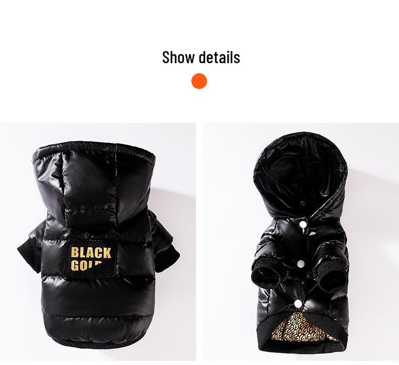 Graphene Black Gold Series Dog Down Jacket for Autumn/Winter - Warm Pet Clothes for Small Breeds Like Teddy, Bichon, and Pomeranian