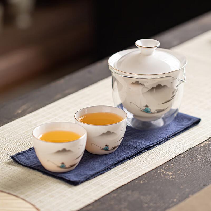 Gold Inlaid Jade Travel Tea Set