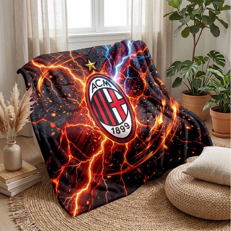 AC Milan Theme Blanket Soft Flannel Blanket Plush Throw Blanket Cozy Sofa Bed Blanket for Home Decor