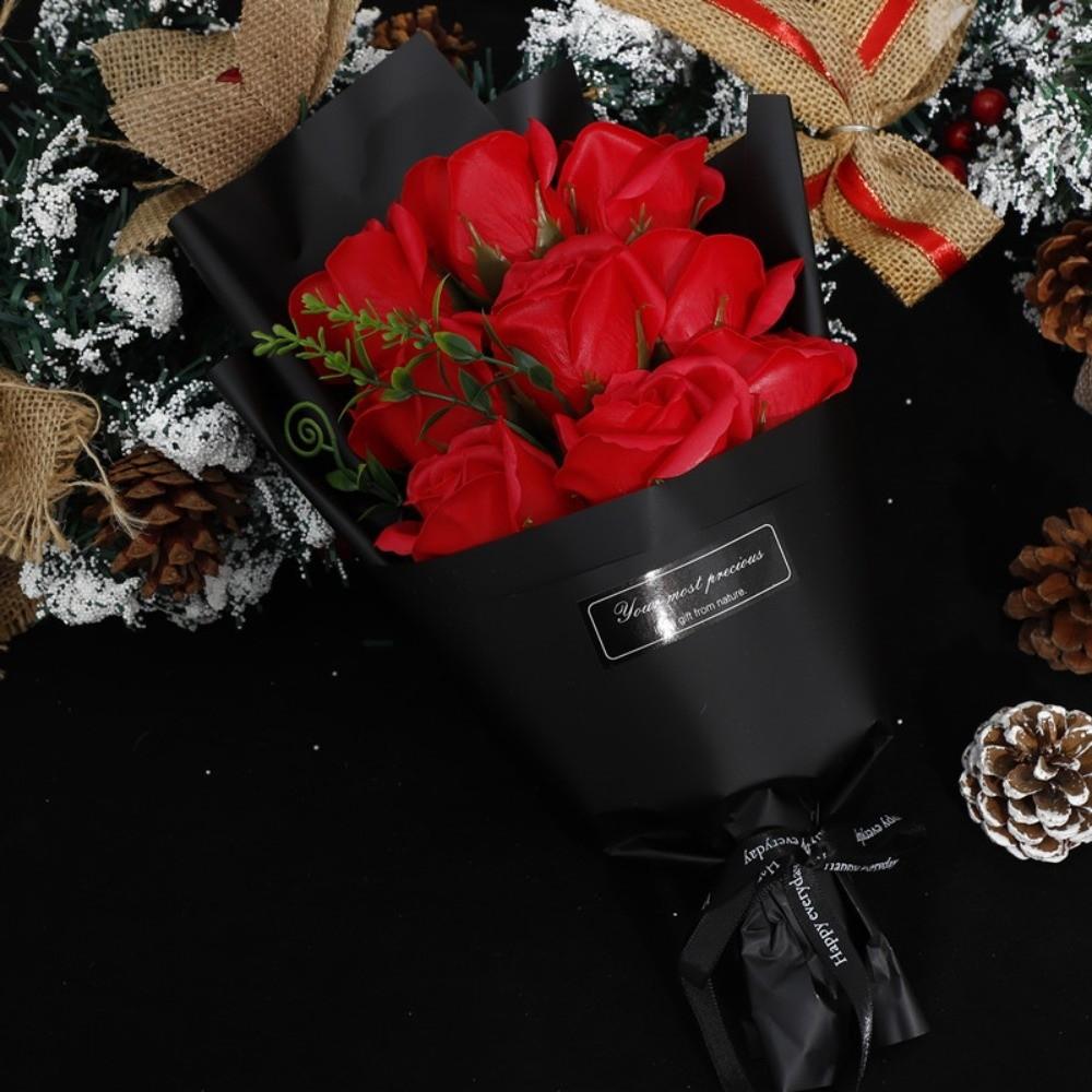 Elegant Artificial Flower Eternal Rose Bouquet Long Lasting 9 Heads Soap Flower Bouquet Anniversary Festival Gift Birthday