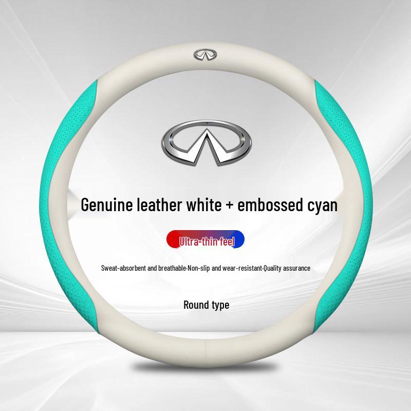 Premium Genuine Leather Steering Wheel Cover for Infiniti Models: QX50, QX60, 80, Q70L, Q50L, FX3, G25.