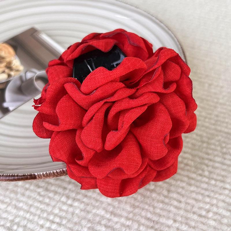 Fermaglio Capelli Grande Fiore Rosa Rossa - Accessorio Boho Per Matrimoni E Occasioni Speciali - Foto 6