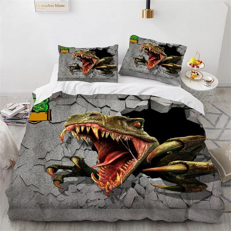 Dinosaur Duvet Cover Twin Microfiber 3D Animal Comforter Cover Jurassic World Park Dinosaur Bedding Set For Kids Teens Boys Room