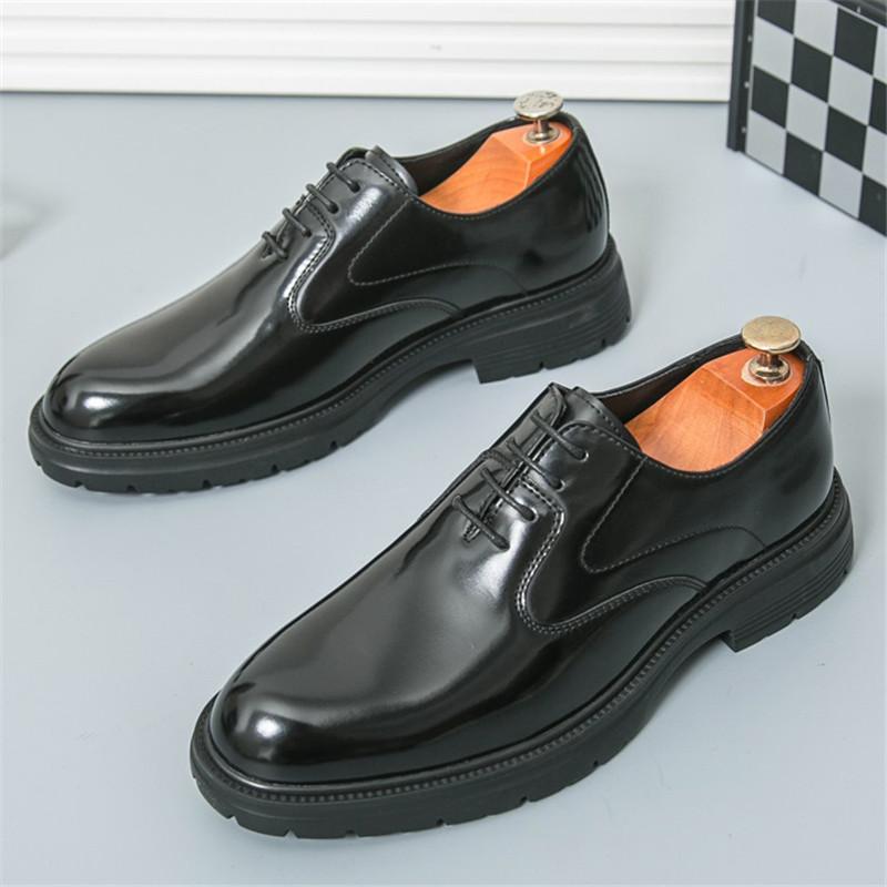 New Fashion Designer Men's Pointed Thick-soled Wedding Oxford Shoes British Retro Male Formal Dress Footwear Zapatos Hombre