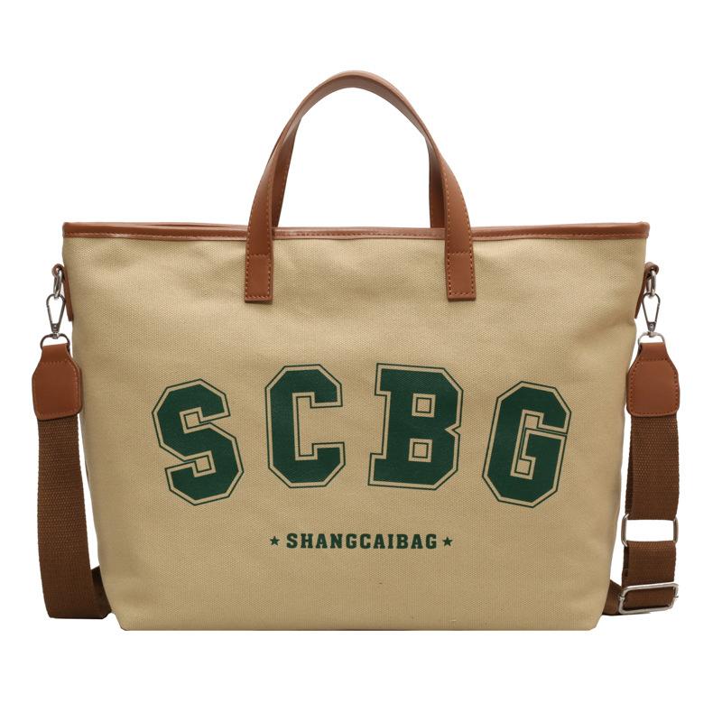 

Полотняна сумка Жіноча шкільна сумка через плече великої місткості Сумка через плече з літерами хакі