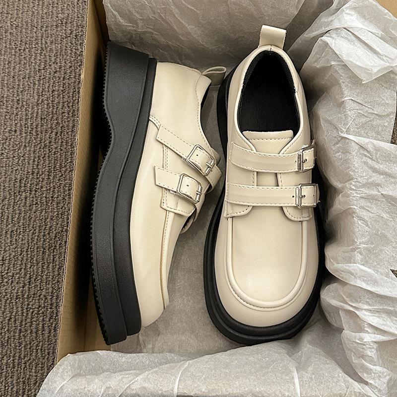 

Small leather shoes women s single shoes new summer spring and autumn versatile platform loafers black women s shoes 35