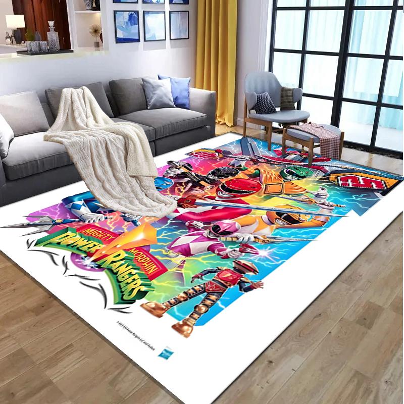 Mighty Morphin Power Rangers Pattern Rug, Indoor/Outdoor Mat, for Picnic, Gameroom, Bedroom, Office, Living Room, Home Decor Carpet, Birthday Gift