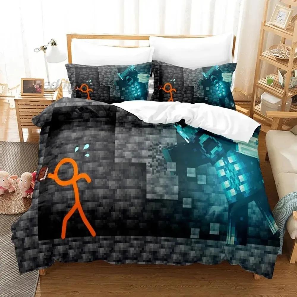 3D Anime Alan Becker Bedding Collection Single Twin Full Queen King Size Bed Collection Aldult Boys Bedroom Duvet Cover Collections 3D Print Game