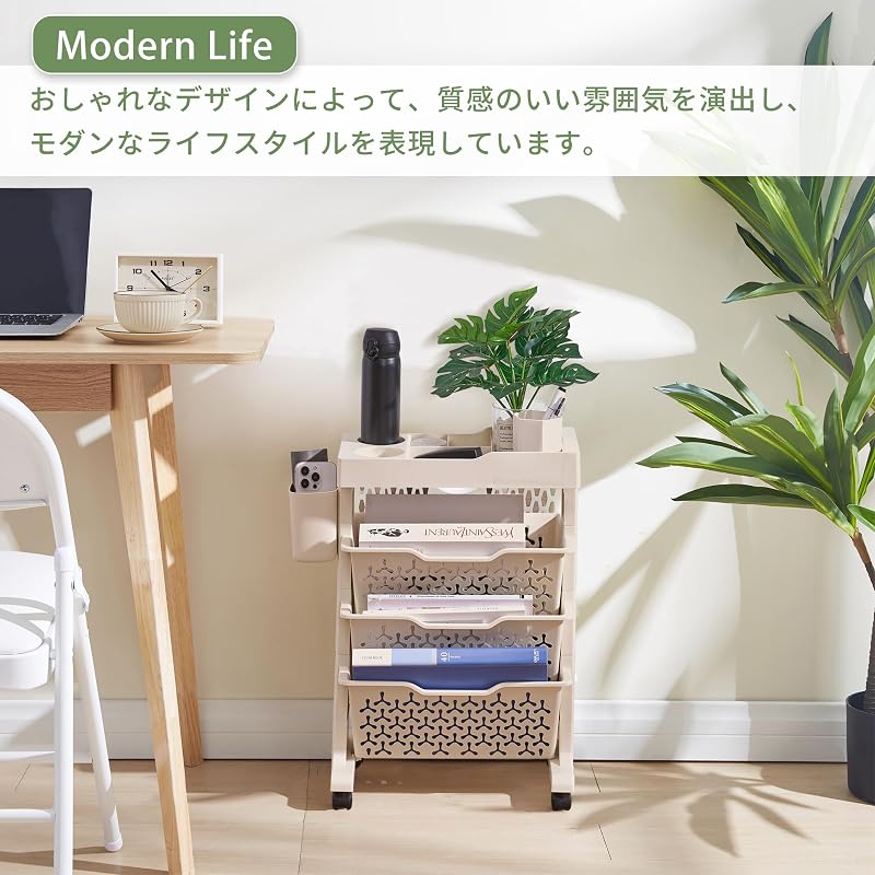 VECELO Slim Bookshelf, 3 Tiers, 39cm (W) X 18.8cm (D) X 54.5cm (H), File Wagon with Casters, Movable, Open Shelf, Magazine Rack, Textbook Rack,