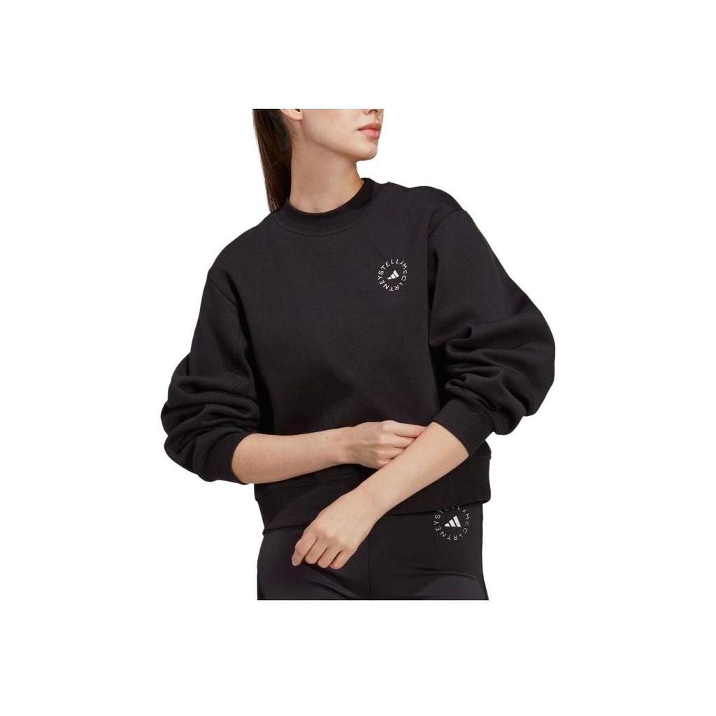 Adidas Loose Letter Print Round Neck Long Sleeve Sweatshirt Women Sweatshirt Black HR9172