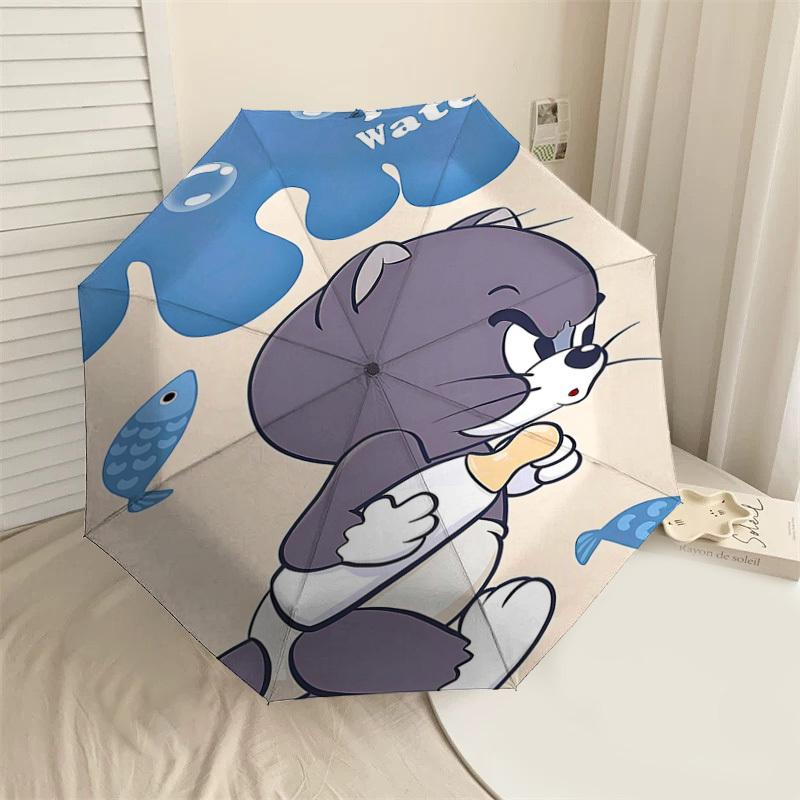 

1pc Fish Water Folding umbrella automatic open/close, 8-Rib Durable Frame, Compact Folding Design, Ideal Birthday1107L