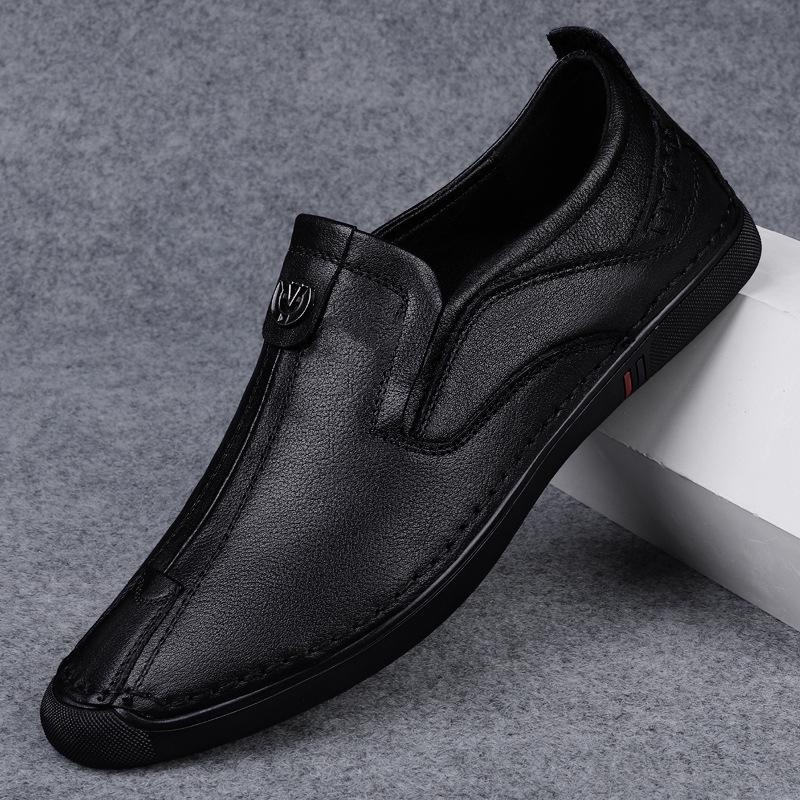 Men's Spring Low-Top Casual Formal Black Leather Shoes - Large & Small Sizes