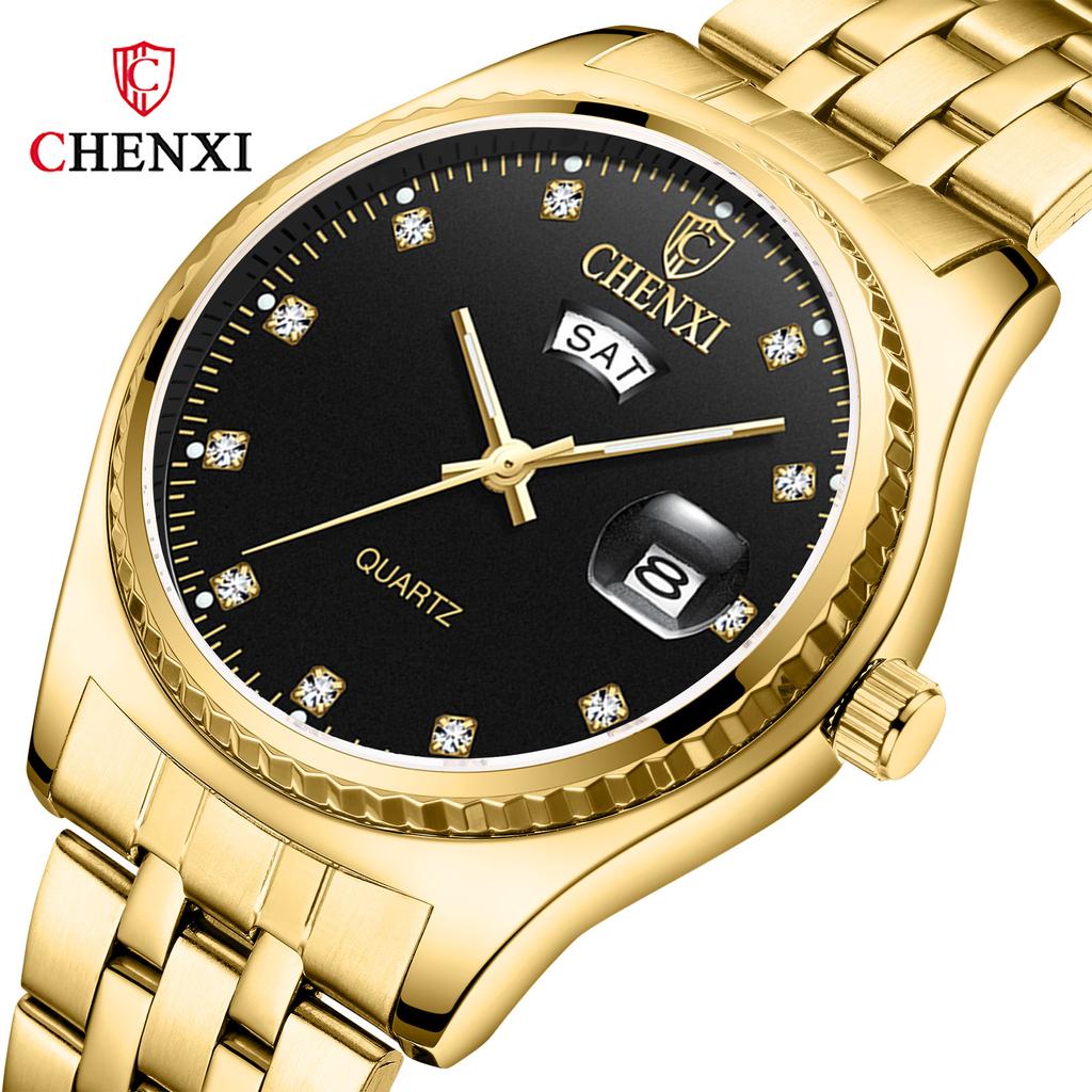 Nuovo orologio da uomo di lusso di marca TOP con scatola doppio orologio da calendario Orologio da uomo d'affari dorato Orologi al quarzo da uomo