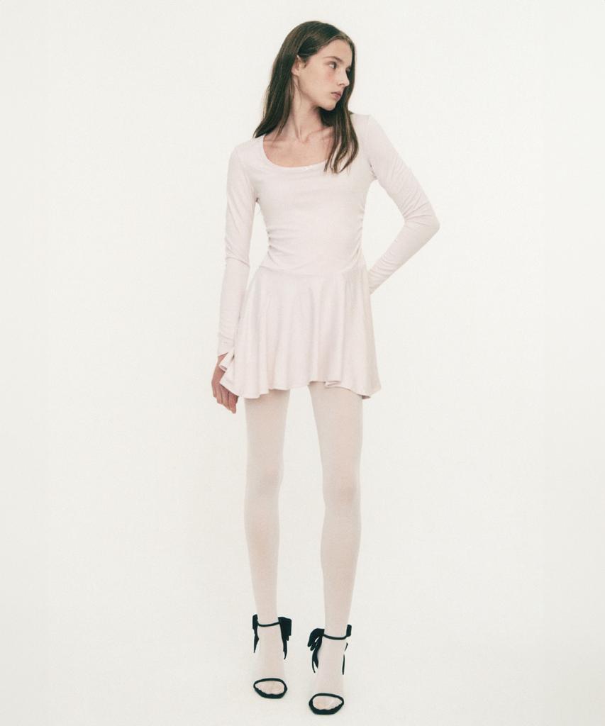 Limekeu Square Neck Shirred Mini Dress Pink