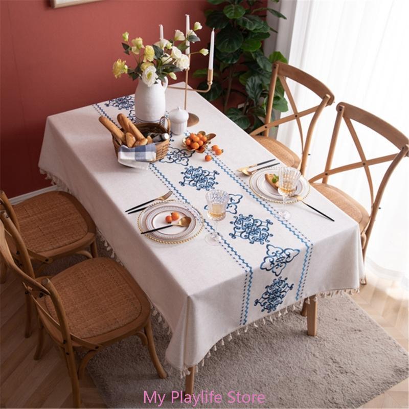 

Floral Table Cloths Cotton Linen Coffee Table Dining Cover Table Cloth 140x140CM