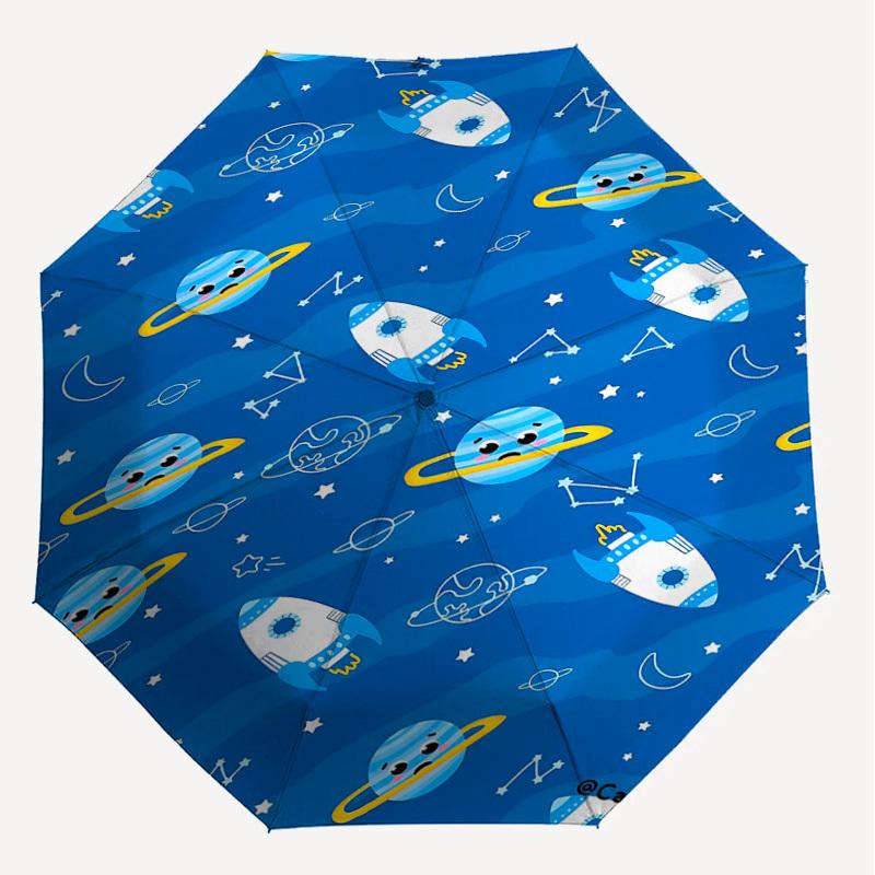 1PC Space Rockets Umbrella-8-Rib Reinforced, Automatic Open, Lightweight & Durable, Fashion Accessory for Outdoor-D377