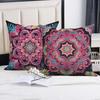 4Pcs/Set Boho Pink Mandala Throw Pillow Covers, Colorful Bohemian Floral Cushion Cases, Polyester/Linen, Ethnic Home Decoration