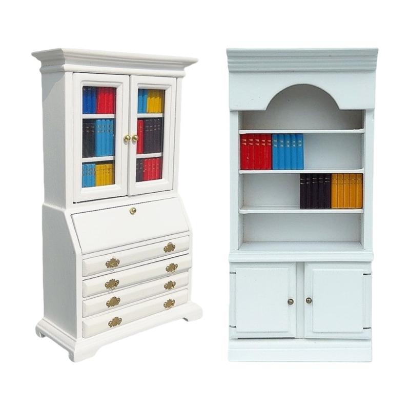 Bookcase Miniature Wooden Cabinet For Dollhouses Bedroom Living Room Decors DIY Craft Project Tiny House Furniture