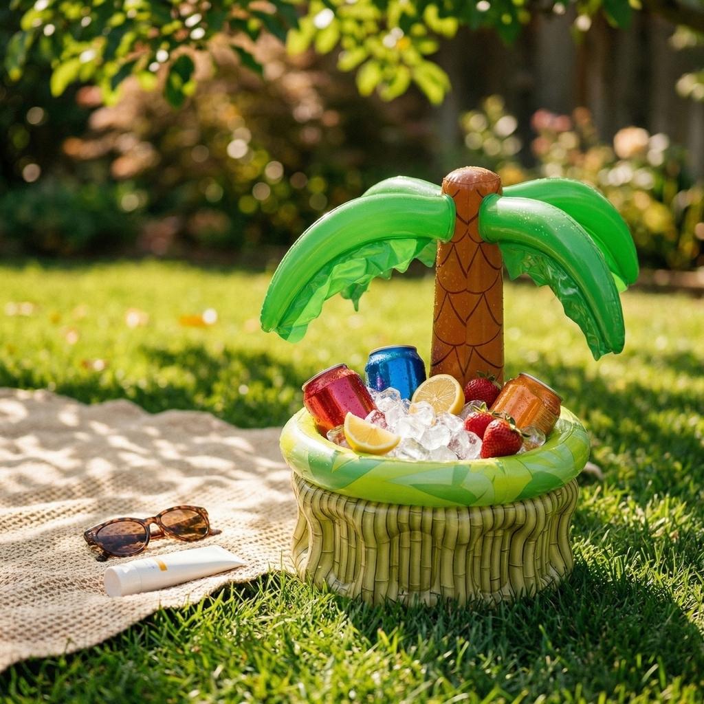 Aufblasbarer Baum-Kühler, Hawaiianische Luau-Party Getränkehalter, Schwimmender Pool-Getränkeeimer für Sommerstrand, Poolparty & Grill