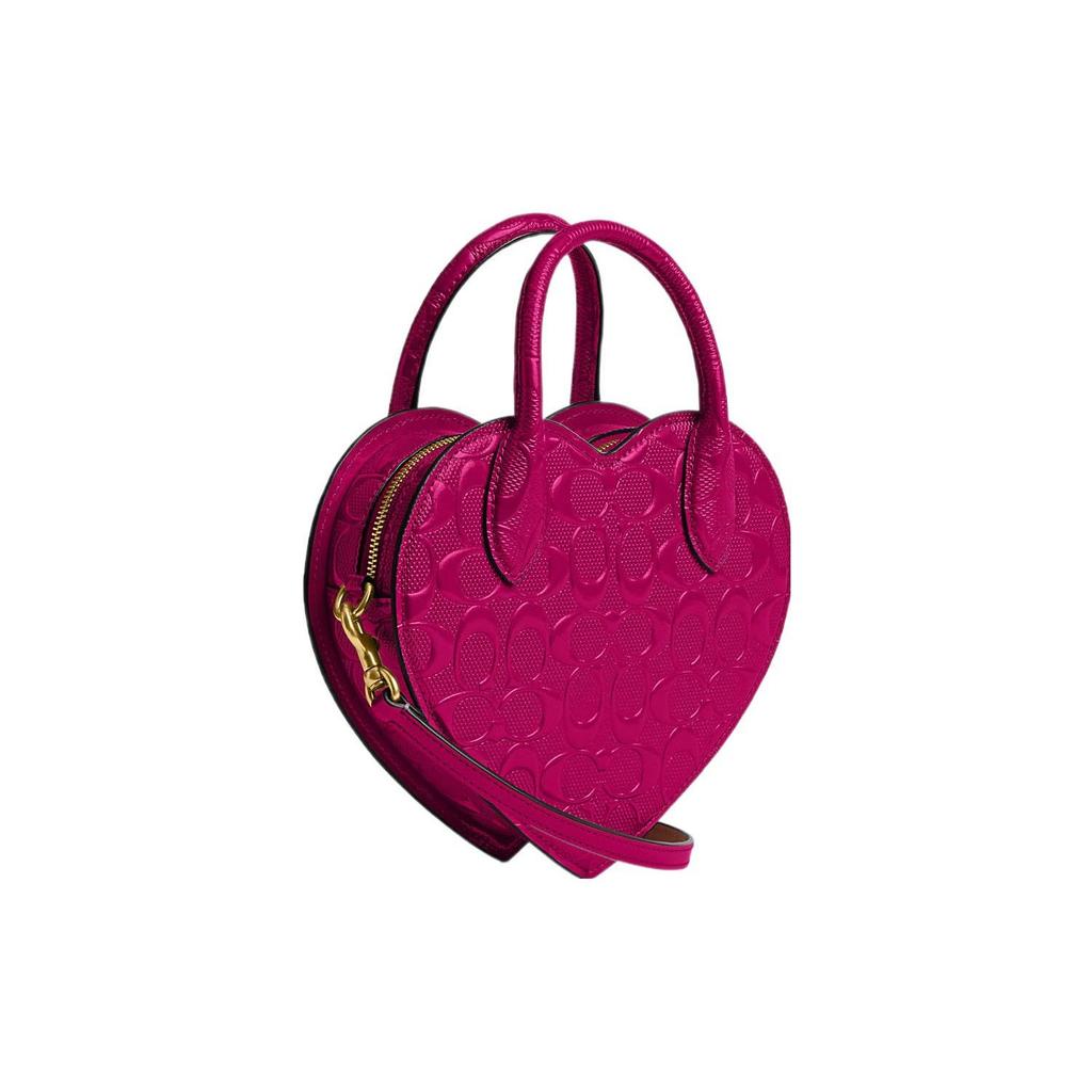Coach Heart 20 Embossed Letter Logo Zipper Closure Hardware Buckle Card Slot Patent Leather Heart Bag Handheld Crossbody Shoulder Bag Small CN600-B4MJ
