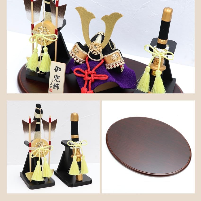 Osaka Choseido Satsuki Doll Compact Mini Crepe Name Engraved Wooden Tag Bonus Helmet Decoration Flying Helmet Bowtachi Set (Sent Separately)