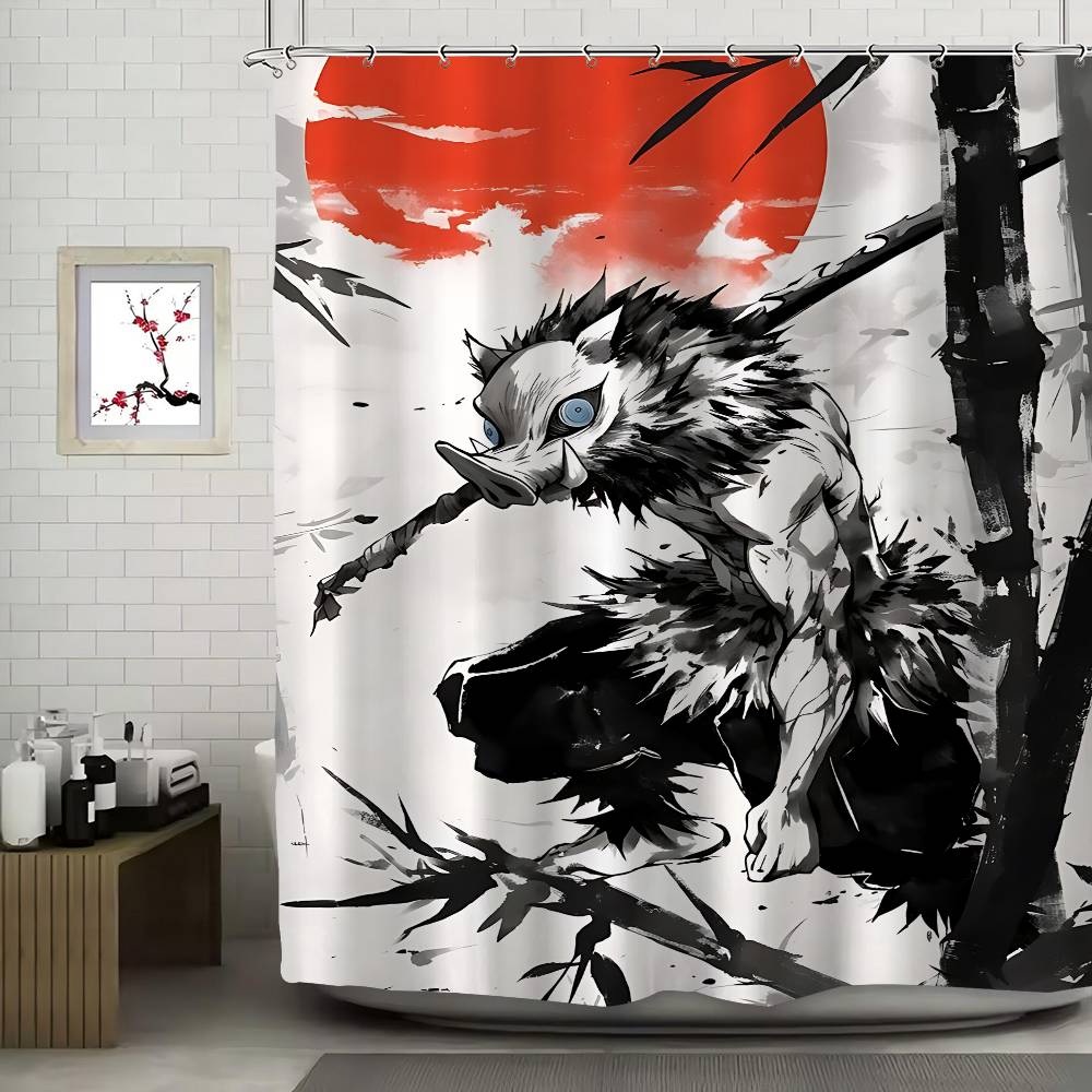 Inosuke Hashibira Shower Curtain - Water-Repellent And Leak-Resistant, Mold And Mildew Resistant For