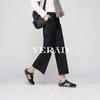 Yalida Women's 2026 Spring High-Waist Cropped Wide-Leg Pants