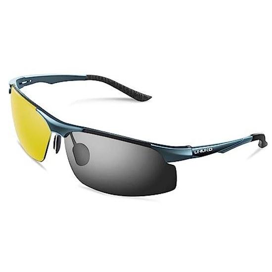 UHUKO Photochromic Sunglasses Night Vision Enhancement Polarized Day Use Fast UV Protection Super Lightweight Sensing Lenses Sports UV400 Fishing Golf