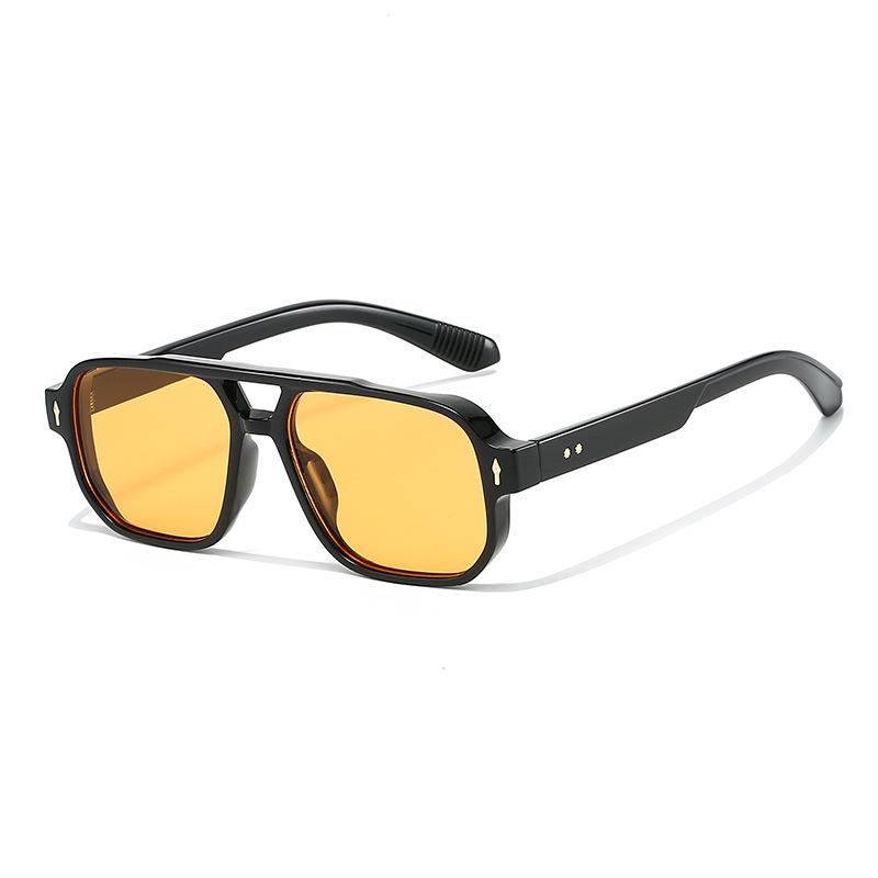 Double-Beam Arrow Rice Nail Retro Square Sunglasses for Men & Women
