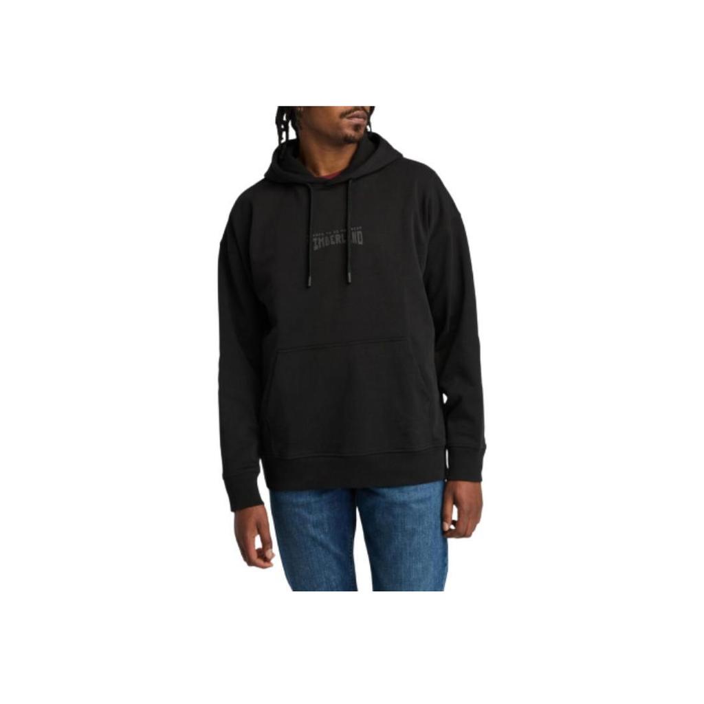 Timberland Logo Pullover Hoodie Loose Fit Drop Shoulder Long Sleeve Sweatshirt Men Hoodies Black TB0A695B0011