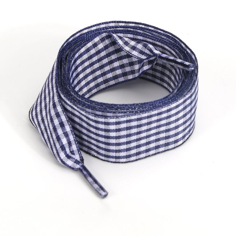 1 Pair Cute Pastel Gingham Check Ribbon Shoelaces Wide Flat Grid Multicolor Sweet Girly Bow Laces for Sneakers and Casual Shoes