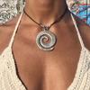 Beach Vacation Conch Pendant Necklace Vintage Spiral-Symbol Necklace Bohemian Ethnic Style Creative-Waxed Rope-Jewelry