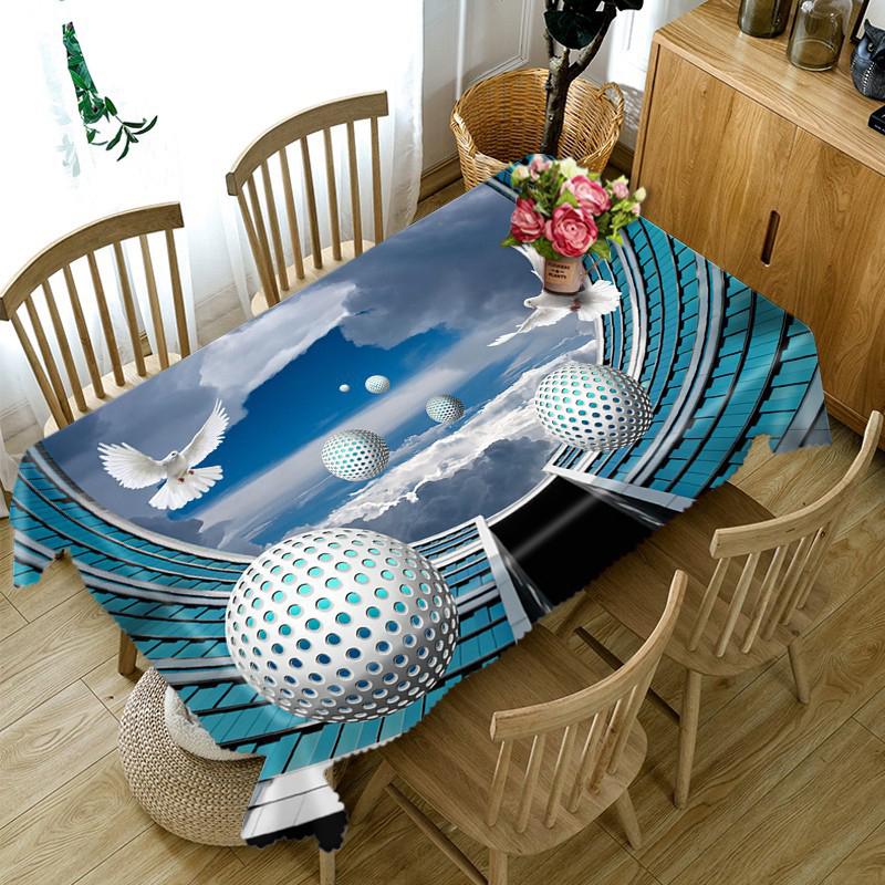 Geometry Pattern Tablecloth Fashion Landscape Pattern Waterproof Thicken Rectangular And Round Table Cloth For Wedding