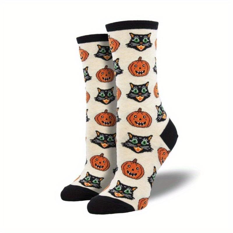 1 Pair New Halloween Creative Funny Pumpkin Jacquard Socks for Men and Women Lovers Socks.