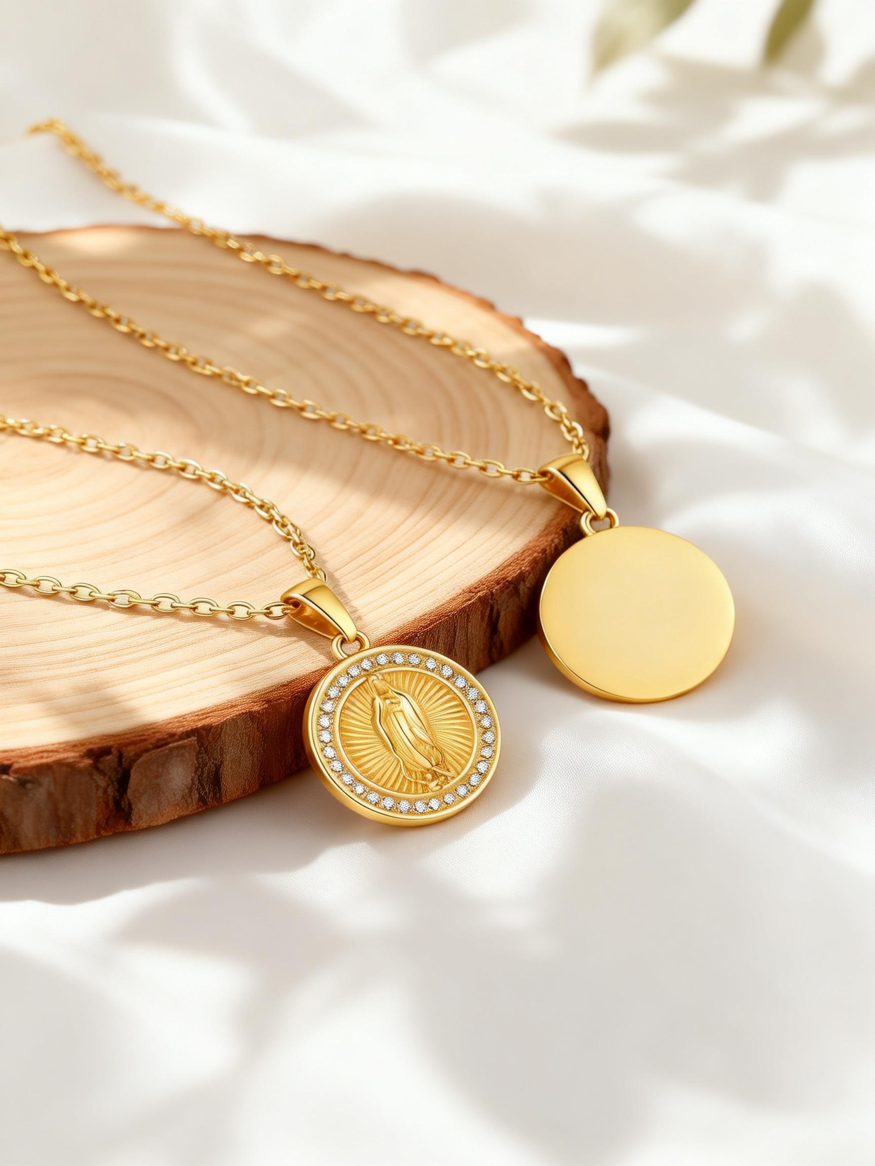 Dainty Zircon Rosary Virgin Necklace for Women Stainless Steel Round Pendant Necklaces Mary Prayer Jewelry Gift