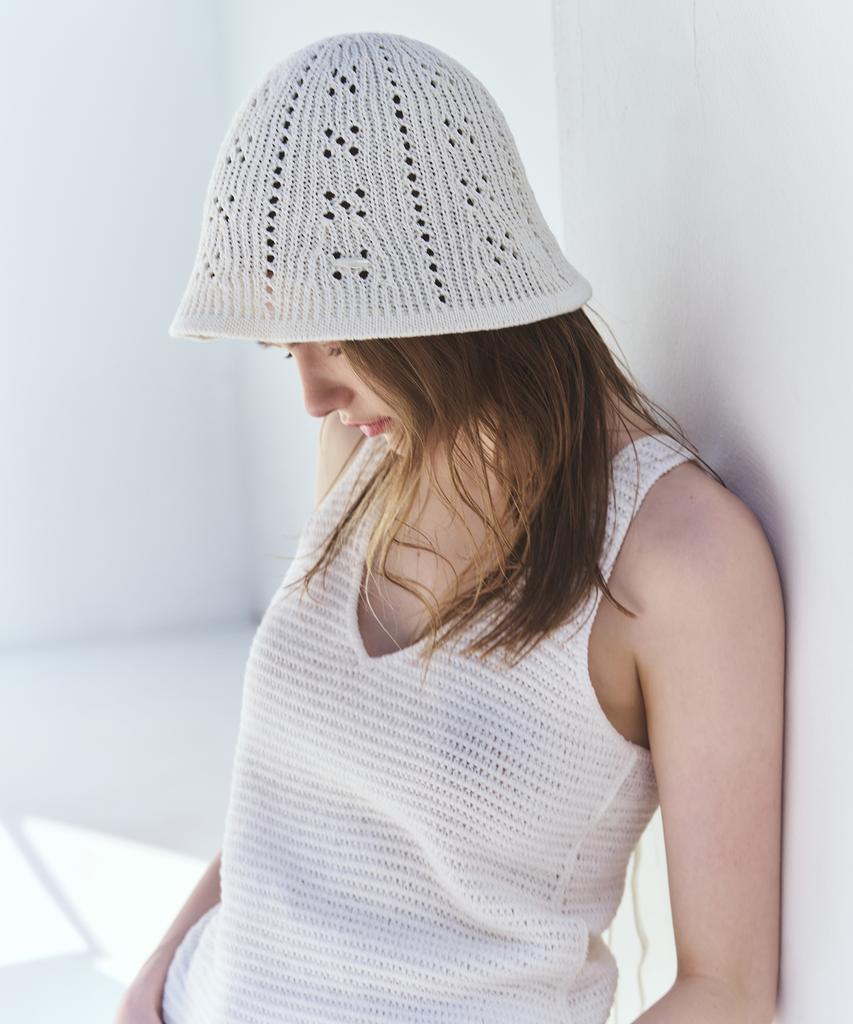 Deuloupisumeon Summer Punching Crochet Bucket Hat [D.Beige]