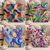 ART Abstract Colorful Pattern Pillow Case Comfort Sofa Bed Silky Elegant Invisible Zipper Custom Decorative Cushion Cover