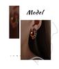 Gold-Plated C-Shaped Earrings with Multi-Color Natural Stone Inlay